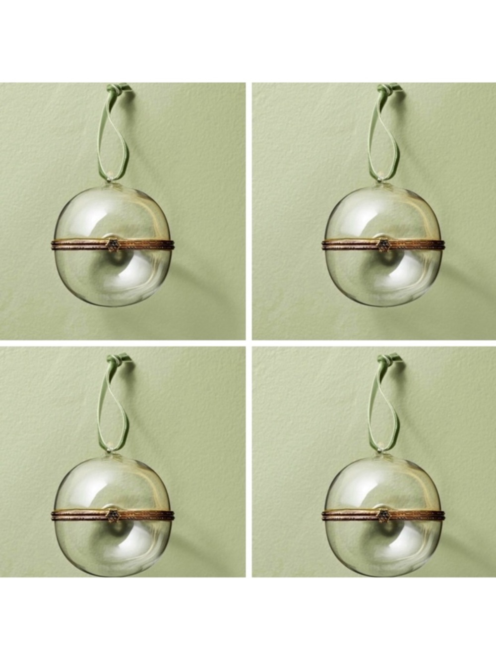 *Set of 4* Smooth Hinged Glass Christmas Tree Ornaments Hearth & Hand™ Magnolia